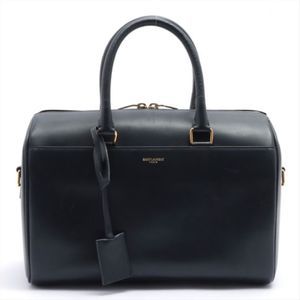 Saint Laurent Paris Classic Duffle Leather 2way Handbag Navy Blue
